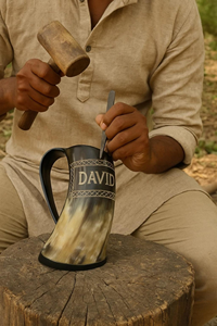 Chope Viking en Corne de Buffle Polie, Style Animal Religieux, Mug Décoratif Écologique pour Souvenir, Artisanat Naturel - Product Image 3