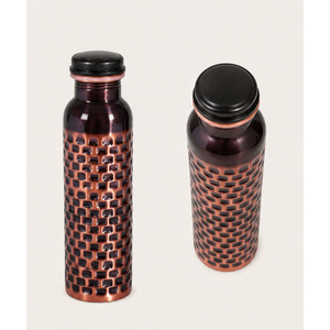 <b>Copper</b> Water <b>Bottle</b> 1000ml with Brick Antique Dotted Design Leak-Proof Handcrafted Ayurvedic <b>Drinking</b> Vessel for Gym Yoga - Product Image 5