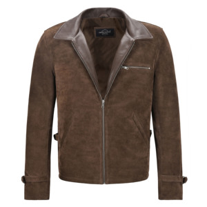 Custom 100% Genuine Brown <b>Suede</b> Leather <b>Men</b>’s Brad Pitt <b>Jacket</b> Classic Cut Private Label OEM/ODM Wholesale Classic Style Collar - Product Image 2