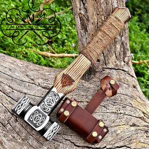 MORTAL SAGA Stainless Steel Hammer Wooden Handle Decorative Engraved Head Heavy Duty <b>Multi</b>-Function Hand <b>Tool</b> 1000g Workshop Use - Product Image 1