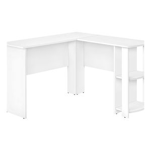 Scrivania Angolare Moderna da 48 Pollici in Laminato Bianco per Ufficio e Casa, con Ripiani Portaoggetti per Lavoro e Uso Laptop - Product Image 2