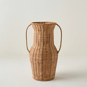 Jarrón Decorativo de Ratán Natural con Asas, Jarrón de Mimbre Tejido a Mano para Decoración Costera y Rústica - Product Image 3