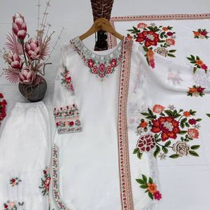 Ensemble Kurti et Palazzo en Georgette Lourde Brodé pour Femme avec Dupatta à Imprimé Numérique – Tenue de Soirée - Product Image 5