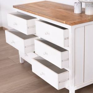 Cómoda de 6 cajones Vandana Royal Style en acacia blanca Equinoxe con tapa natural - Product Image 5