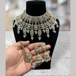 Conjunto de Joyería Fina Chapada en Oro con Piedra de Cristal y Collar de Cuentas |   Elegante Conjunto de Joyería para Fiestas y Bodas para Mujeres y Niñas - Product Image 2