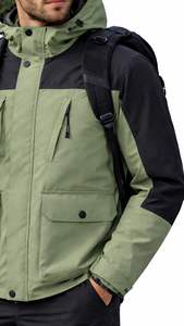 Unisex Windproof Breathable <b>Waterproof</b> Zipper <b>Thin</b> Long Hooded Winter Sports Windbreaker <b>Jacket</b> for Men Women Outdoor Uniform - Product Image 4