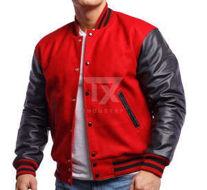 Vestes de baseball pour hommes en cuir véritable sur mesure, vente en gros OEM, design de logo par transfert thermique, vestes bomber varsity - Product Image 3