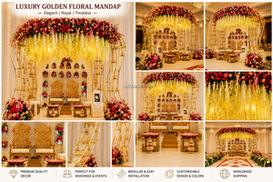 Mandaps métalliques uniques et tendance pour les mariages à destination, décoration de mandap pour célébrations de mariage modernes, magnifique mandap doré - Product Image 6