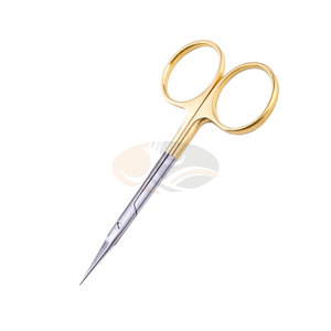 Ciseaux chirurgicaux pour iris, instrument de coupe manuel de précision professionnel, manche doré, certifié CE, réutilisable, en acier inoxydable - Product Image 5