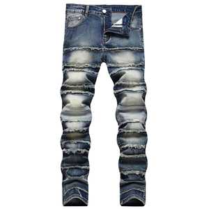 Nuevos Jeans de Hombre 2026, Estilo Hip Hop, Lavado a la Piedra, con Paneles, Elásticos, Ajustados, Casuales, de Verano, Finos, de Alta Calidad, 100% Algodón - Product Image 2
