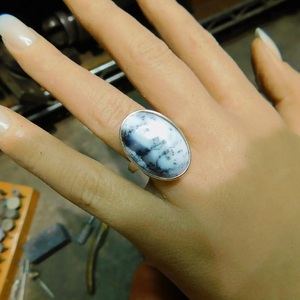 925 Sterling <b>Silver</b> Dendrite <b>Opal</b> Handmade <b>Ring</b> Natural Gemstone Boho Statement Jewelry - Product Image 4