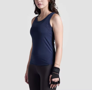 Débardeur bleu pour femme, sans manches, vêtement de sport, logo personnalisé, extensible, respirant, gilet de fitness, vente en gros OEM - Product Image 3