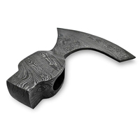 Burraq Hachette de fendage à dos plat en acier Damas, qualité industrielle supérieure, faite à la main, avec étui en cuir, pour le camping