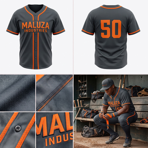 Maillot de baseball personnalisé imprimé par sublimation, col ras du cou à deux boutons, anti-bactérien, durable, double couche, avec protection des genoux - Product Image 4