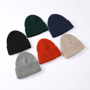 Wholesale in Stock Hot Sale <b>Mens</b> Acrylic Colorful Thick <b>Winter</b> <b>Hat</b> Custom Leather Woven Label Rubber Patch Fleece Lined Beanie - Product Image 1