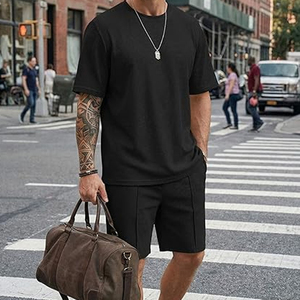 Custom Mens <b>Set</b> Manufacturer Cotton Cargo Shorts T Shirt 2 Piece Casual OEM Private Label Bulk - Product Image 4