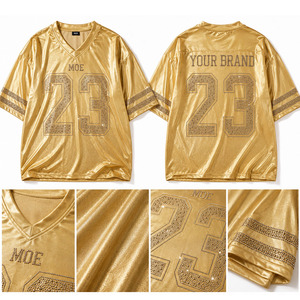 Maillot de football américain unisexe orné de cristaux, col en V, respirant, personnalisable avec strass, vente en gros, fabricant en vrac - Product Image 4