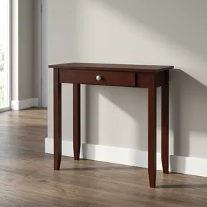Table console en bois pour salon, table d'appoint pour entrée avec 1 tiroir, couleur bois café, table console pour la décoration de la maison - Product Image 4