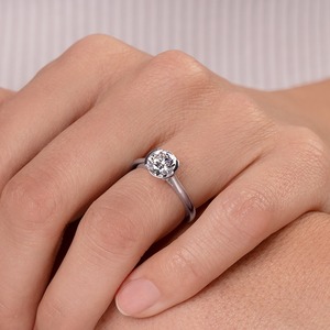 Anillo de Compromiso Solitario con Diamante Cultivado en Laboratorio de Corte Brillante Redondo de 2.30CT, Media Engaste, Oro Blanco, Joyería Fina para Novia, Venta al Por Mayor - Product Image 5