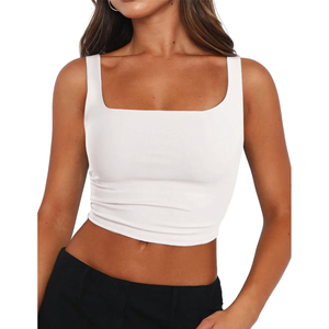 Harry Johnson Production Nouveau Débardeur Court Uni à Col Carré pour Femme, en Jersey Décontracté, OEM ODM - Product Image 1