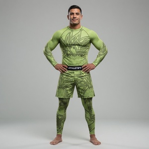 Ensemble de vêtements de compression sublimés - Spandex/Polyester Rash Guard Shorts Tights Séchage rapide Respirant Anti-rétrécissement pour MMA - Product Image 1