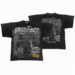 Camiseta Pro Felt de 220 GSM, Ligera, Estilo Vintage Lavado, Manga Corta, Cuello Redondo, 100% Algodón, Transpirable, Estilo Hip Hop, Tallas Grandes, Personalizable - Product Image 2