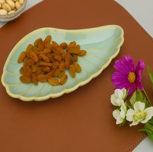 <b>Ceramic</b> Leaf-Shaped Serving <b>Plate</b> Celadon Green Plant Pattern Dish for Snacks and Dry Fruits for Appetizers & Snacks - Product Image 1