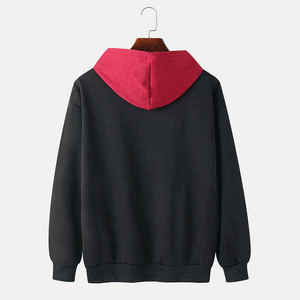 Black Hooded With <b>Red</b> Hooded All Size Customized Material Pullover Cotton Men's Hoodies For Sale - Product Image 3