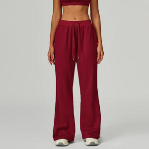 Pantalones de chándal holgados de color liso con cordón para mujer, joggers de pierna recta, pantalones deportivos oversize para mujer - Product Image 1