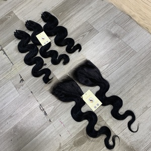 Premium Swiss 5x5 HD Cierre Cabello vietnamita crudo Onda del cuerpo Paquetes de cabello negro natural Extensiones de trama Cabello humano Vietnam - Product Image 4