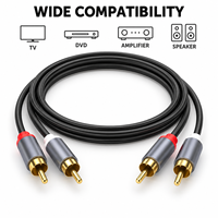 Câble audio stéréo 2RCA mâle de qualité supérieure, plaqué or, en cuivre pur, cordon en PVC pour TV, DVD, haut-parleur, amplificateur, home cinéma