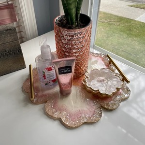 Handmade Carved <b>Epoxy</b> Resin Sustainable Tray for <b>Coffee</b> <b>Table</b> Vanity Serving Drinks Snacks Displaying Jewelry Organizing - Product Image 1