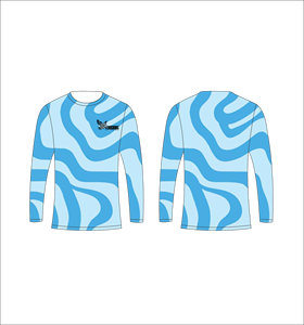 Chemise de pêche à séchage rapide à motif vague bleue, manches longues, t-shirt de sport par sublimation - Product Image 1