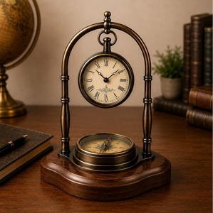 Premium Mechanical Metal Wood Battery Operated Table <b>Clocks</b> Modern Classic Design Waterproof Eco-Friendly Needle Display Alarm - Product Image 3
