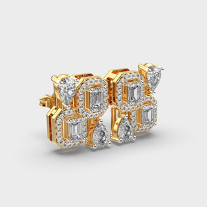 Moissanite Gold Geometric Stud <b>Earrings</b> Emerald Cut <b>Heart</b> Pear Shape Diamond Look Luxury Statement Womens Jewelry - Product Image 2