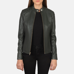 Veste de motard pour femme en similicuir PU, coupe ajustée, courte, avec fermeture éclair sur le devant, élégante, pour un usage quotidien - Product Image 5