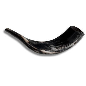 Corne de guerre viking polie à la main, écologique, en corne de bœuf naturelle, décorée d'un motif animal en agate, véritablement historique - Product Image 1