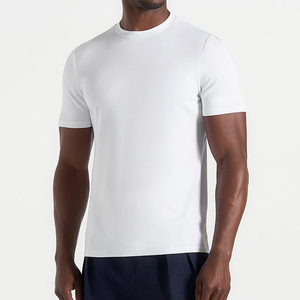 T-shirt en jersey de coton blanc pour homme, coupe ajustée, manches courtes, col rond, décontracté, respirant, couleur unie, design simple - Product Image 5