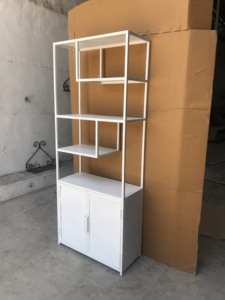 Modern <b>White</b> Iron <b>Bookcase</b> Storage Cabinet Display Shelving Unit Partition Rack for Living Room Office - Product Image 6