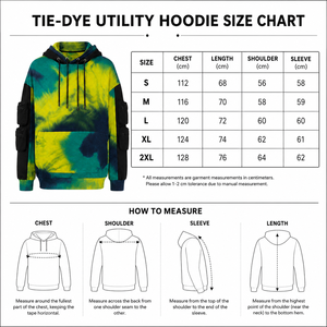 Sweat à capuche unisexe surdimensionné en molleton épais, tie-dye, avec poches utilitaires, coloris Jaune néon, Vert sarcelle, Bleu marine, Noir, personnalisable, style streetwear, vente en gros - Product Image 6