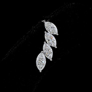 Marquise Lab Grown Diamond <b>Climber</b> Stud <b>Earrings</b> 10K 14K 18K Gold 925 935 Silver Luxury Wedding Engagement Gift - Product Image 2