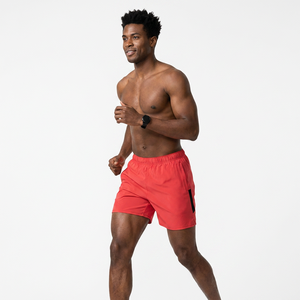 Pantalones Cortos Deportivos Rojos para Hombre, Ecológicos, de Secado Rápido, con Cintura Elástica, Largo Medio, Color Sólido, Material de Poliéster, Logotipo Frontal - Product Image 5