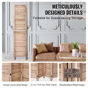 8 <b>Panel</b> Portable 66.9 Inches Tall Wood Folding Privacy <b>Screen</b> Indoor Louvered Partition Divider Elegant Wood Room Divider for - Product Image 5