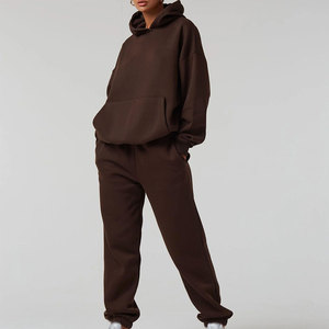 <b>Ladies</b> Cozy Tracksuit Set Soft Sweatshirt Matching <b>Pants</b> OEM ODM Factory Wholesale Loose Fit Casual Sportswear Winter Outfit - Product Image 1