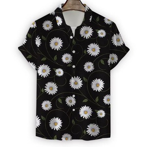 Camiseta de Manga Corta para Hombre, Estampado 3D de Margaritas y Crisantemos, 100% Algodón, Transpirable, Casual, de Verano, Talla Grande - Product Image 4