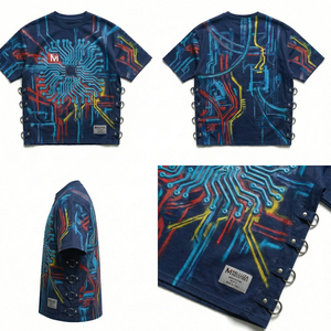 Camiseta Premium Cyber Streetwear con Diseño de Circuito, Estilo Urbano Futurista, MALUZA INDUSTRIES - Product Image 6