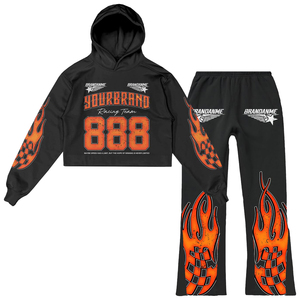 Conjunto Deportivo INSTAFIT ENTERPRISES para Hombre, Estilo Vintage, Oversize, Sudadera con Capucha y Cordón Ajustable, Pantalones Jogger, Felpa, Poliéster/Algodón, Lavado Desgastado - Product Image 1