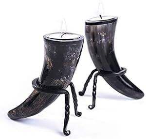 Support et porte-bougie en corne de buffle de style ethnique animalier, artisanal, objet de collection pour la décoration de mariage et les idées cadeaux - Product Image 3