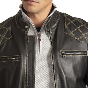 Veste en cuir de mouton véritable de qualité supérieure, veste en cuir de motard pour homme, couleur noire, veste en cuir pour homme - Product Image 2