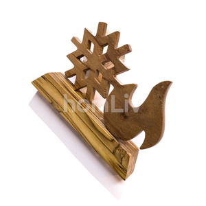 Teak Wooden Snowflake <b>Trophy</b> Christmas Table Centerpiece Handmade Stand Holiday Dining Decoration Handmade Sustainable Material - Product Image 3